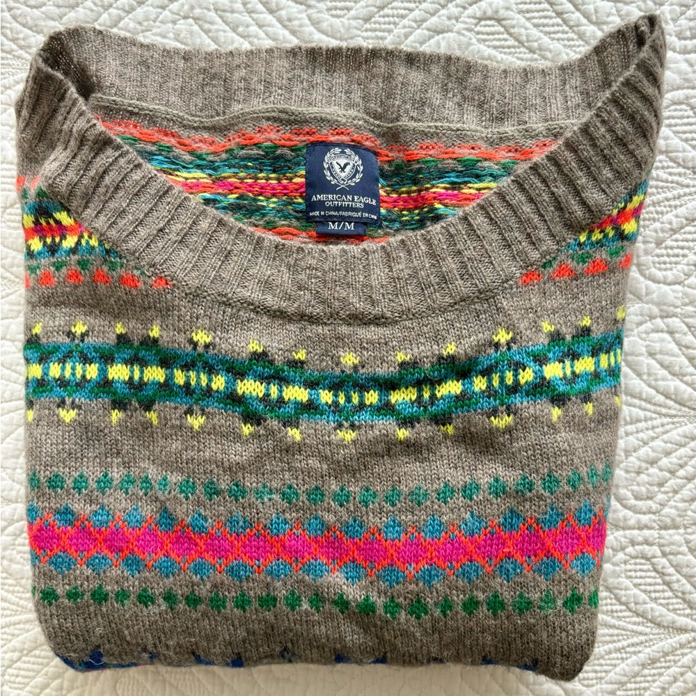 American Eagle Outfitters Multicolor Patterned Sweater